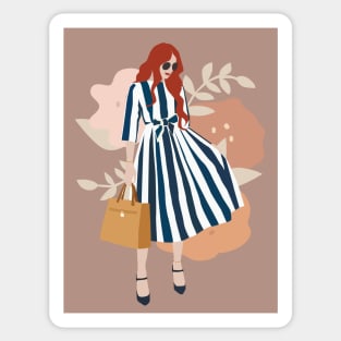 Woman Fancy Stripe Dress Sticker